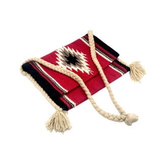 Navajo Or Kilim Type Rug Pattern Handbag Woven Wool Red Black White Hippie Boho